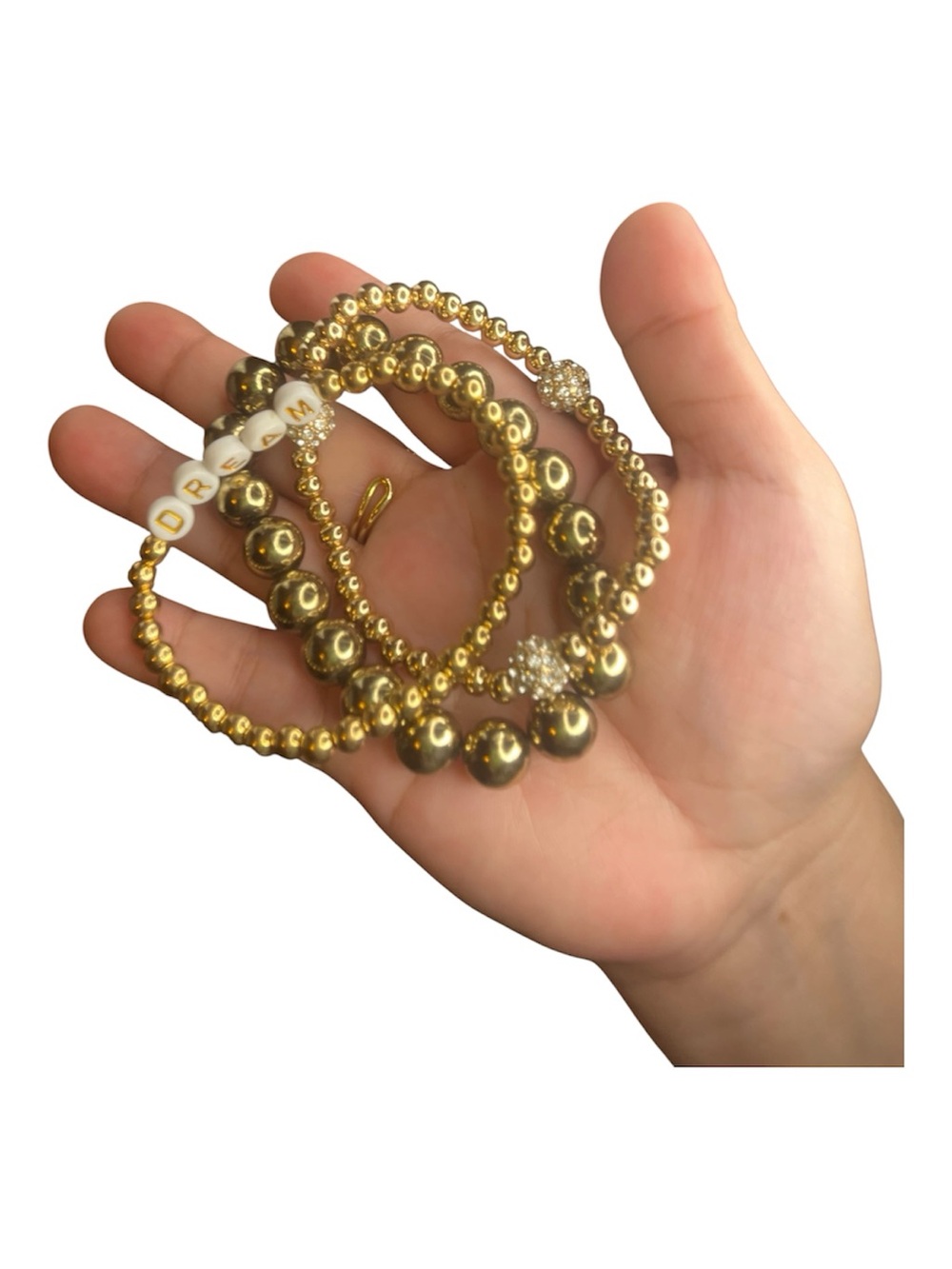 Gold Bead Stretch Bracelet Set - DREAM Accent
